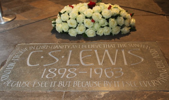 The memorial stone for C.S. Lewis, Writer, Scholar, Apologist - in Poets's Corner at Westminster Abbey, London. Image courtesy Andrew Dunsmore/Westminster Abbey.